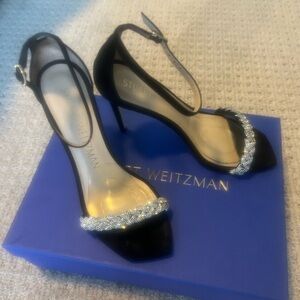 Stuart Weitzman Black Heels with Silver Accents
